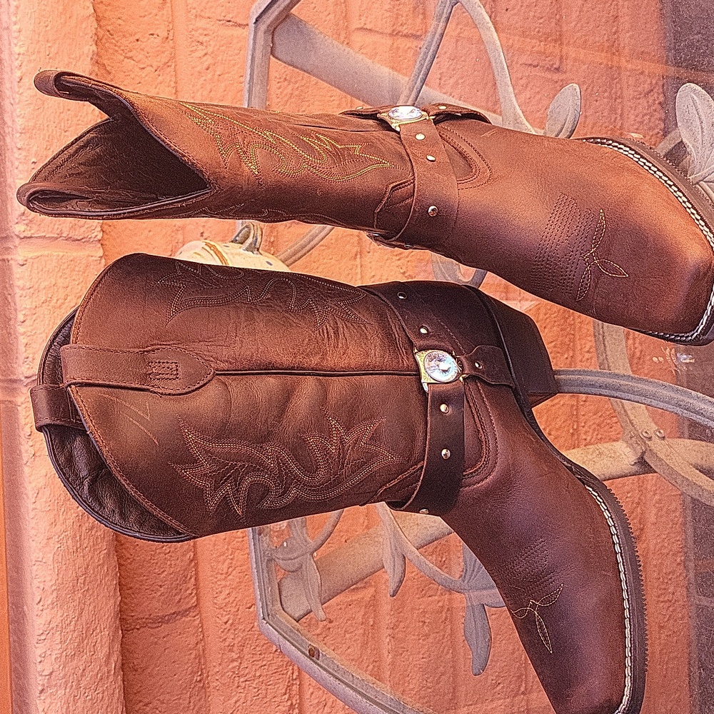 Caballo Dorado Brown Leather Cowgirl Boots, Womans Size 27 - Picture 4 of 11